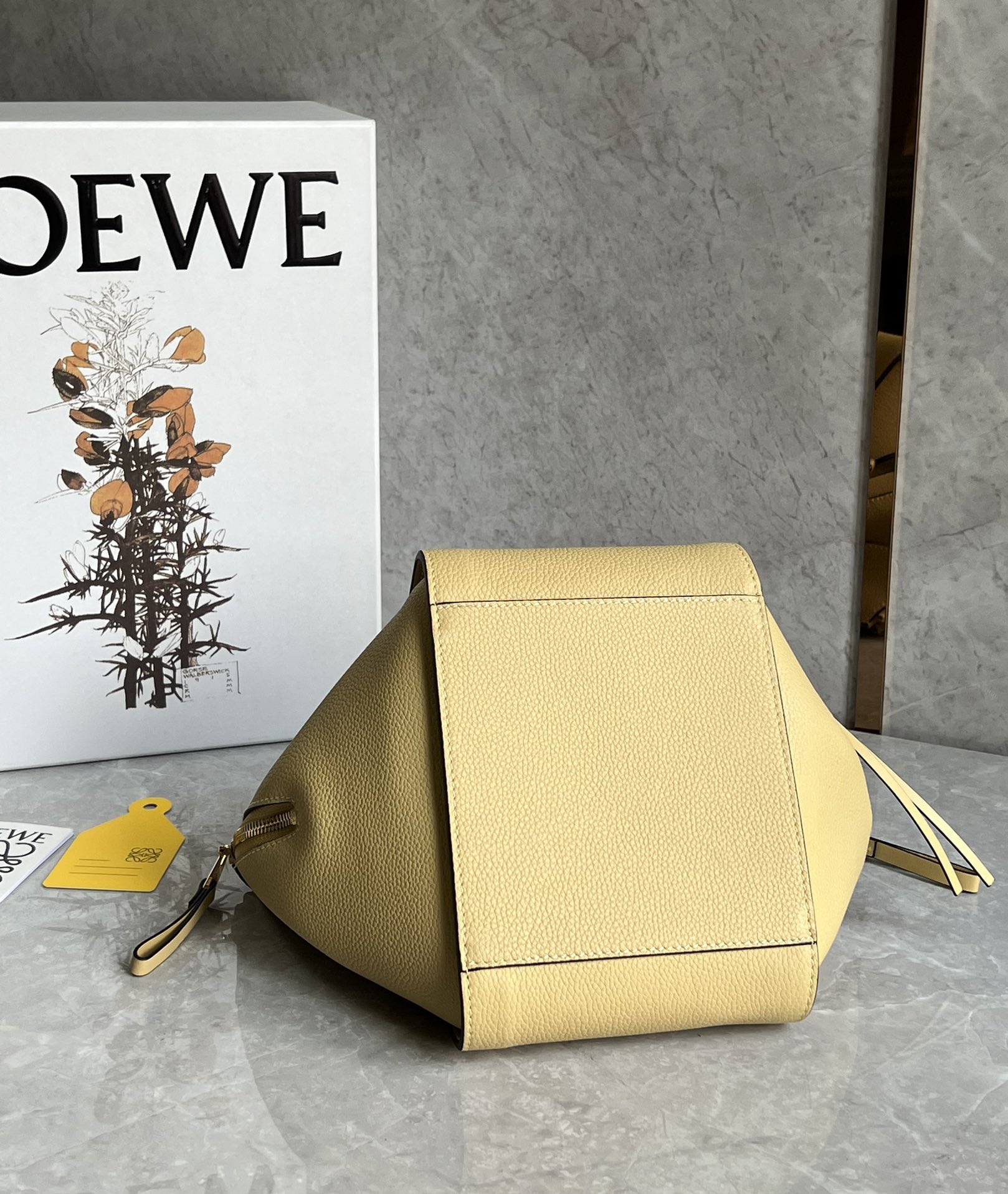 Loewe Compact Hammock Bag in Soft Grained Calfskin Light Yellow